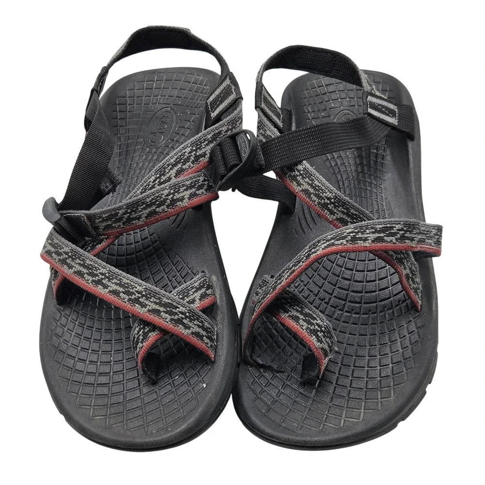 Chaco Z/Cloud 2 Sandals Mens 10 Black Gray Red Double Strap Toe Loop J106155